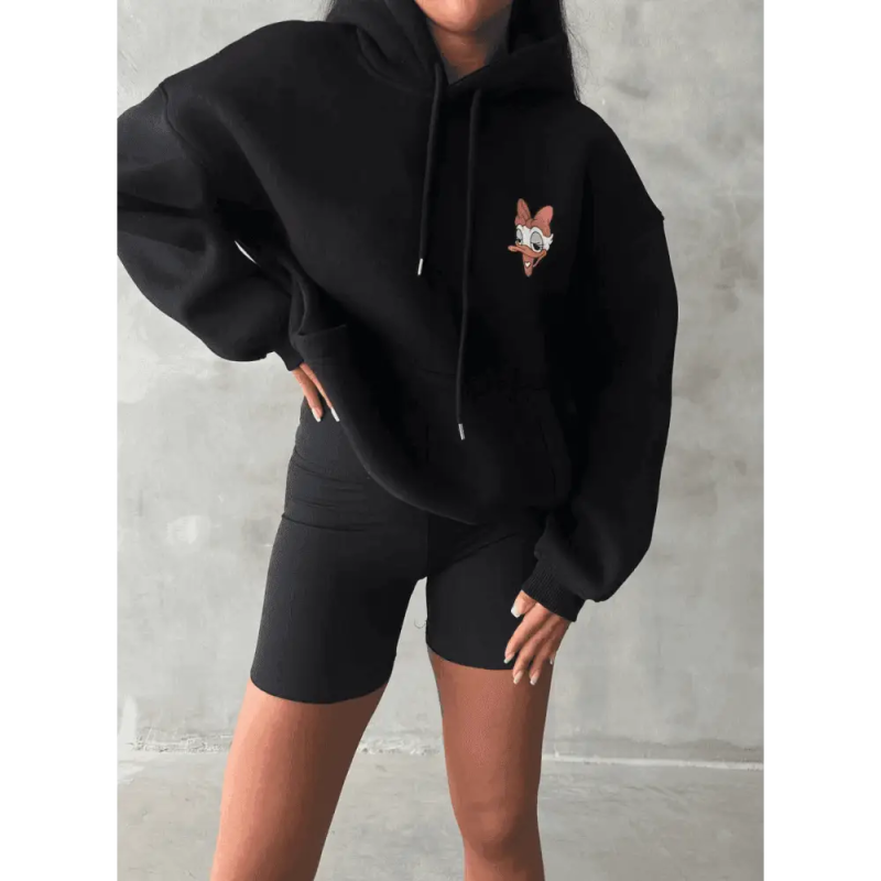 3 iplik şardonlu oversize compact ördek baskılı sweat - Özer&Hermin