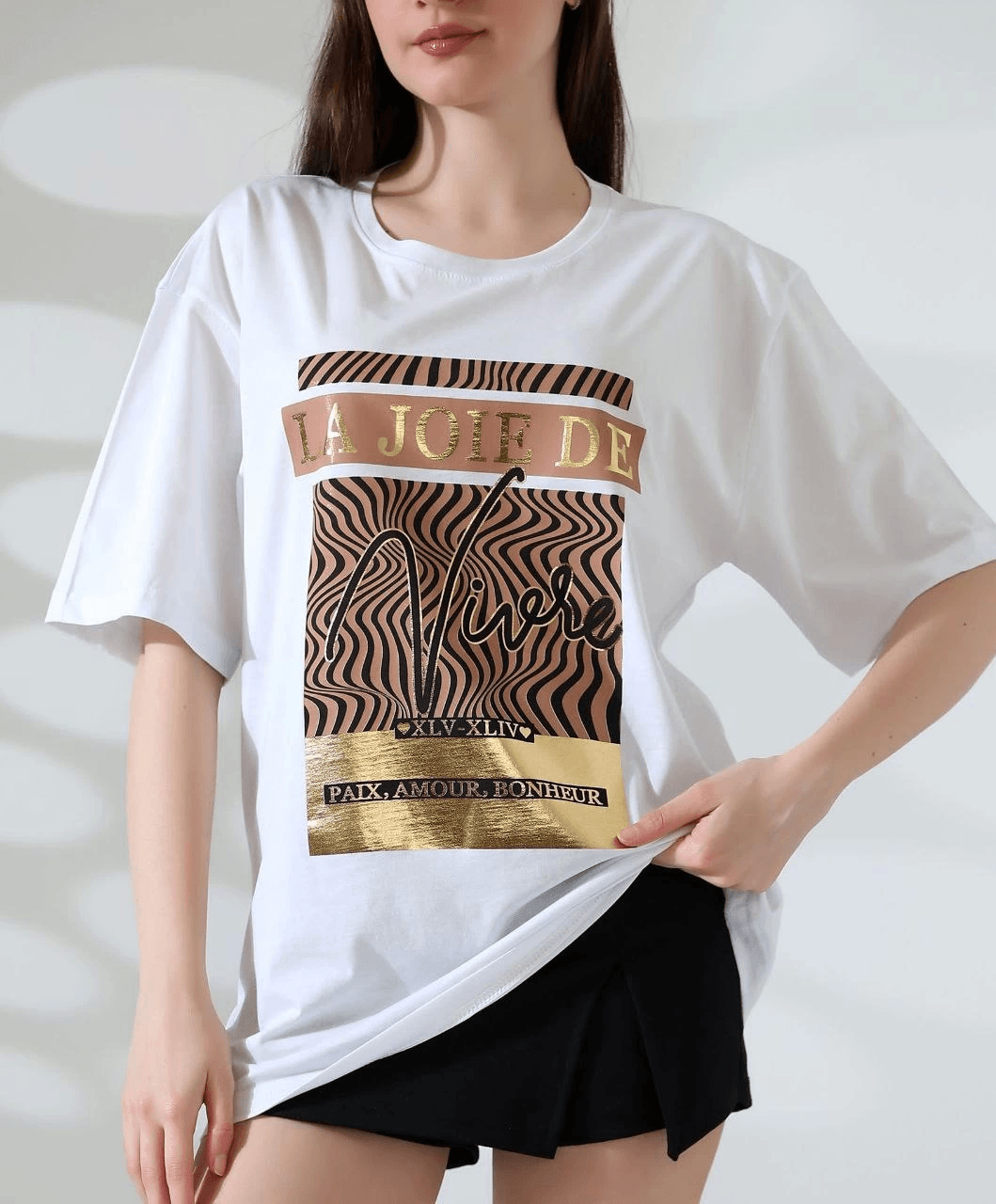 Varak çizgili Oversize tişört - Özer&Hermin