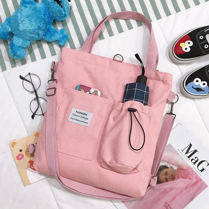 Harajuku Kanvas Çantalar Öğrenci El Çantası Cepli Preppy Buckpack Omuz Çantası Kadınlar İçin - Özer&Hermin