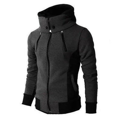 Erkek Fermuarlı Kapüşonlu Ceket Sahte İki Parça Spor Hırka Rahat Slim Sweatshirt Ceket - Özer&Hermin