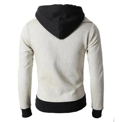 Erkek Fermuarlı Kapüşonlu Ceket Sahte İki Parça Spor Hırka Rahat Slim Sweatshirt Ceket - Özer&Hermin