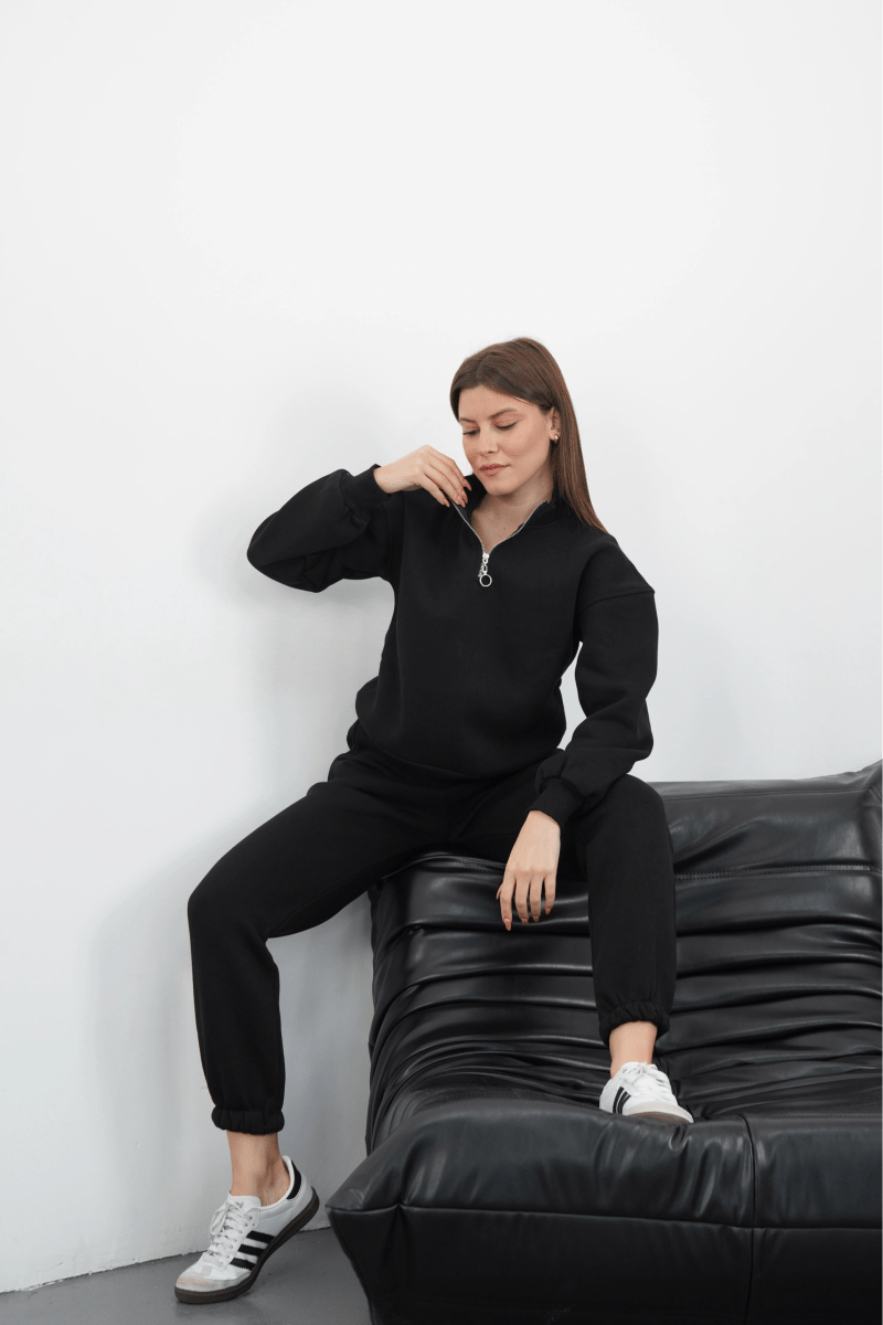 3 iplik içi Şardonlu yarım fermuarlı alt üst takım - ÖZER&HERMİN