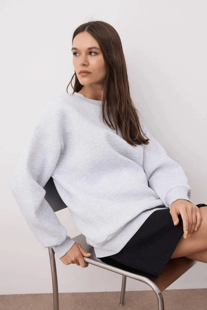 3 iplik şardonlu bisiklet yaka sweatshirt - ÖZER&HERMİN