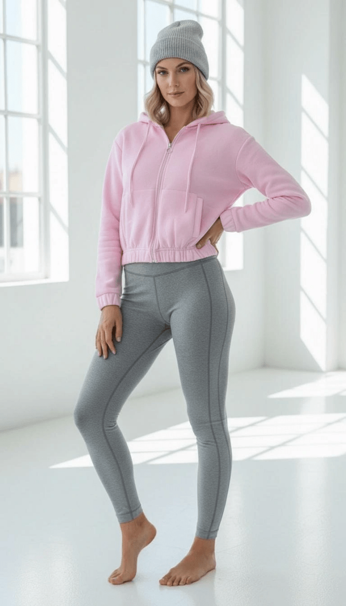 3 iplik şardonlu Kapşonlu fermuarlı kısa üst - ÖZER&HERMİN