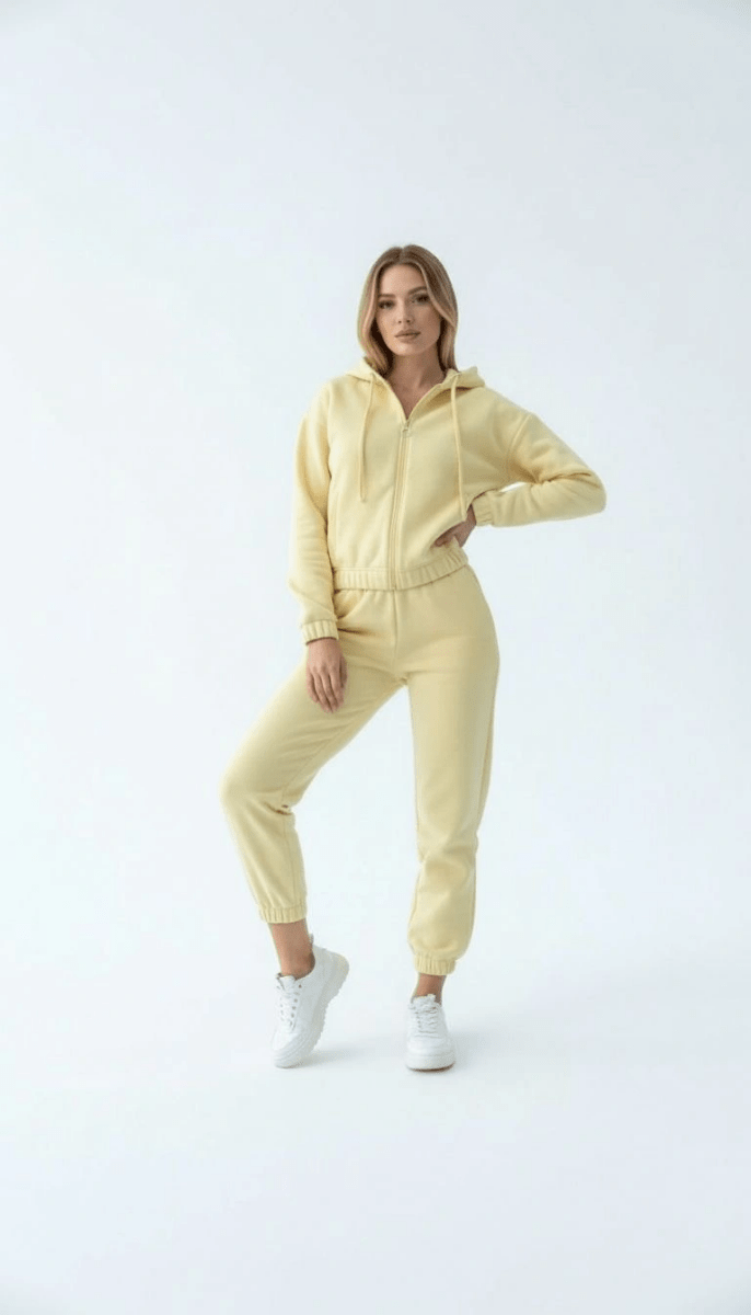 3 iplik şardonlu Kapşonlu fermuarlı kısa üst - ÖZER&HERMİN