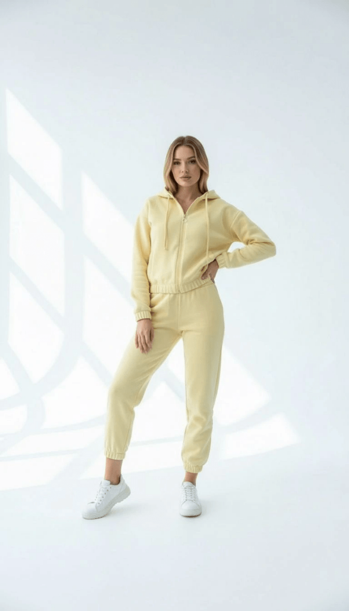 3 iplik şardonlu Kapşonlu fermuarlı kısa üst - ÖZER&HERMİN