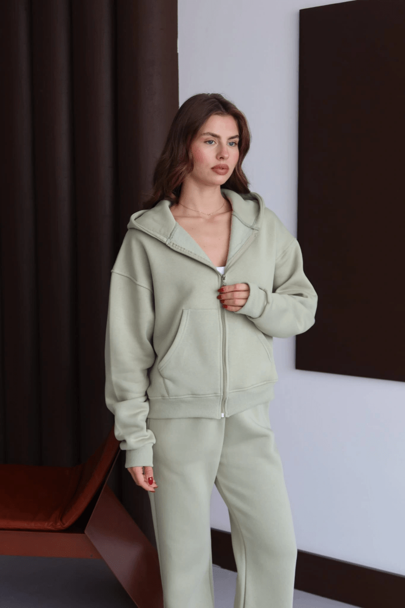 3 iplik şardonlu kapşonlu hoodie frm - ÖZER&HERMİN