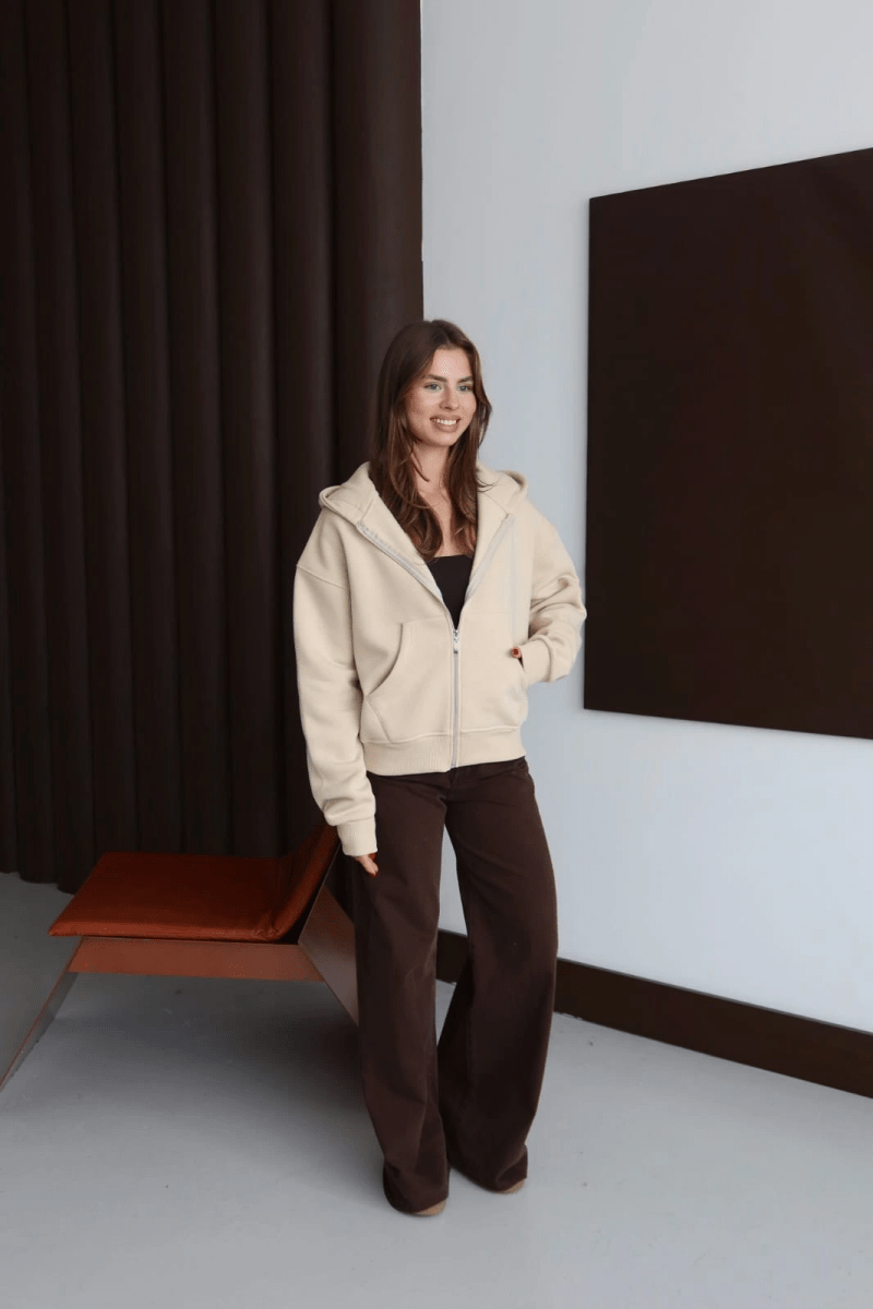 3 iplik şardonlu kapşonlu hoodie frm - ÖZER&HERMİN