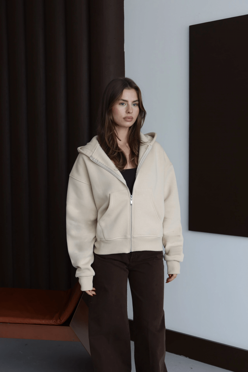 3 iplik şardonlu kapşonlu hoodie frm - ÖZER&HERMİN