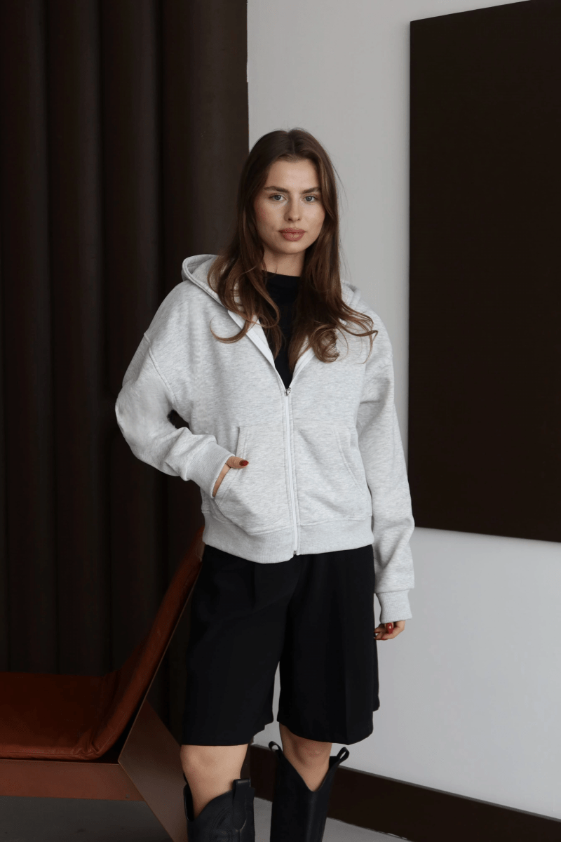 3 iplik şardonlu kapşonlu hoodie frm - ÖZER&HERMİN