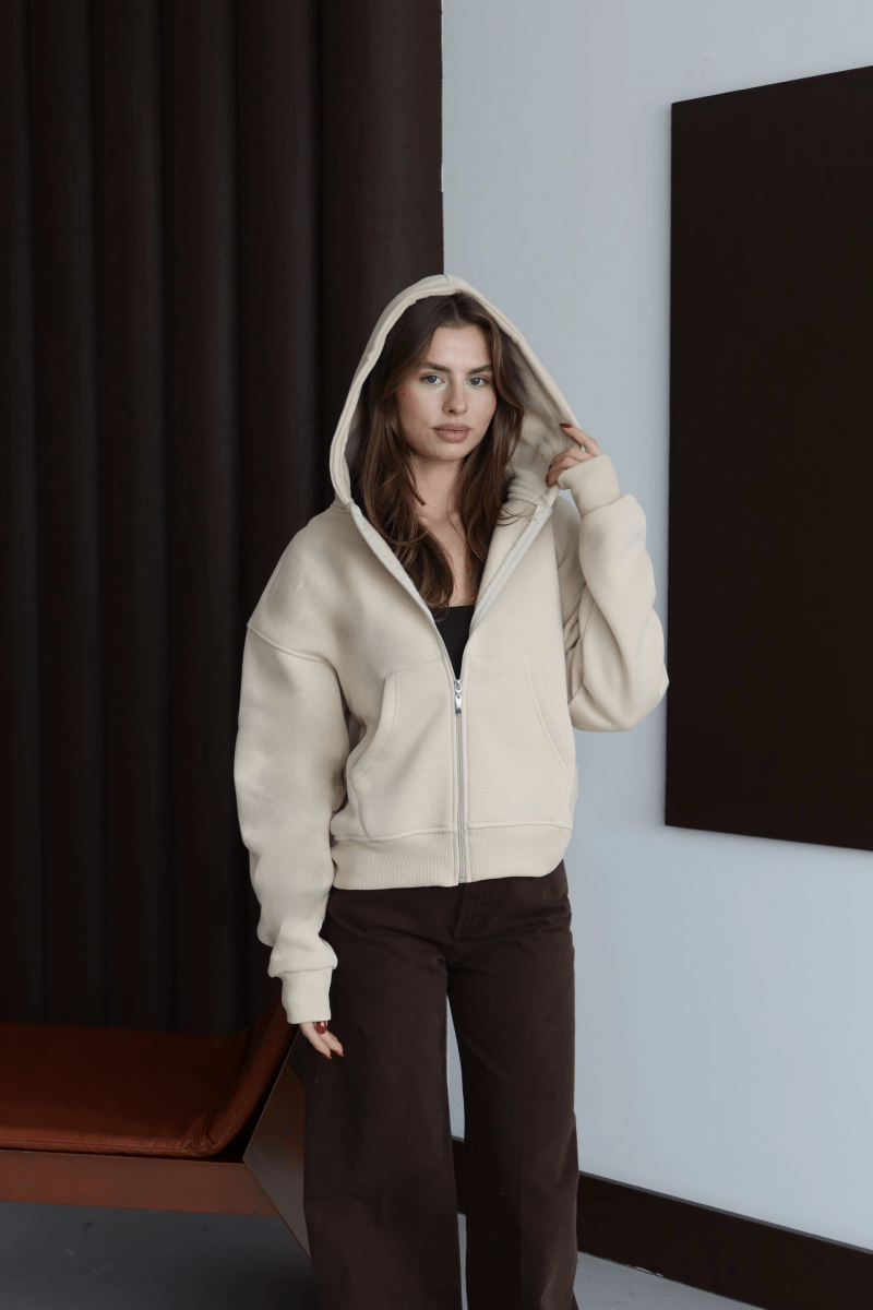 3 iplik şardonlu kapşonlu hoodie frm - ÖZER&HERMİN