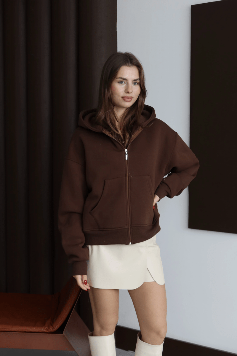 3 iplik şardonlu kapşonlu hoodie frm - ÖZER&HERMİN