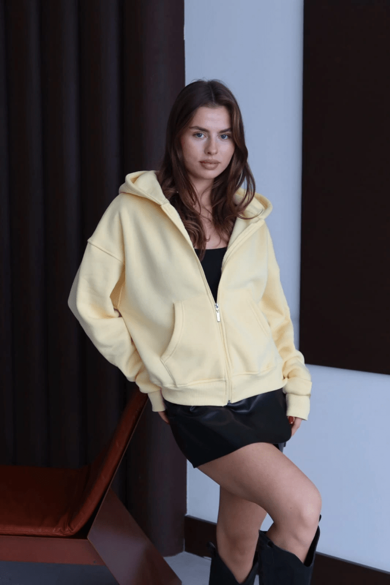 3 iplik şardonlu kapşonlu hoodie frm - ÖZER&HERMİN