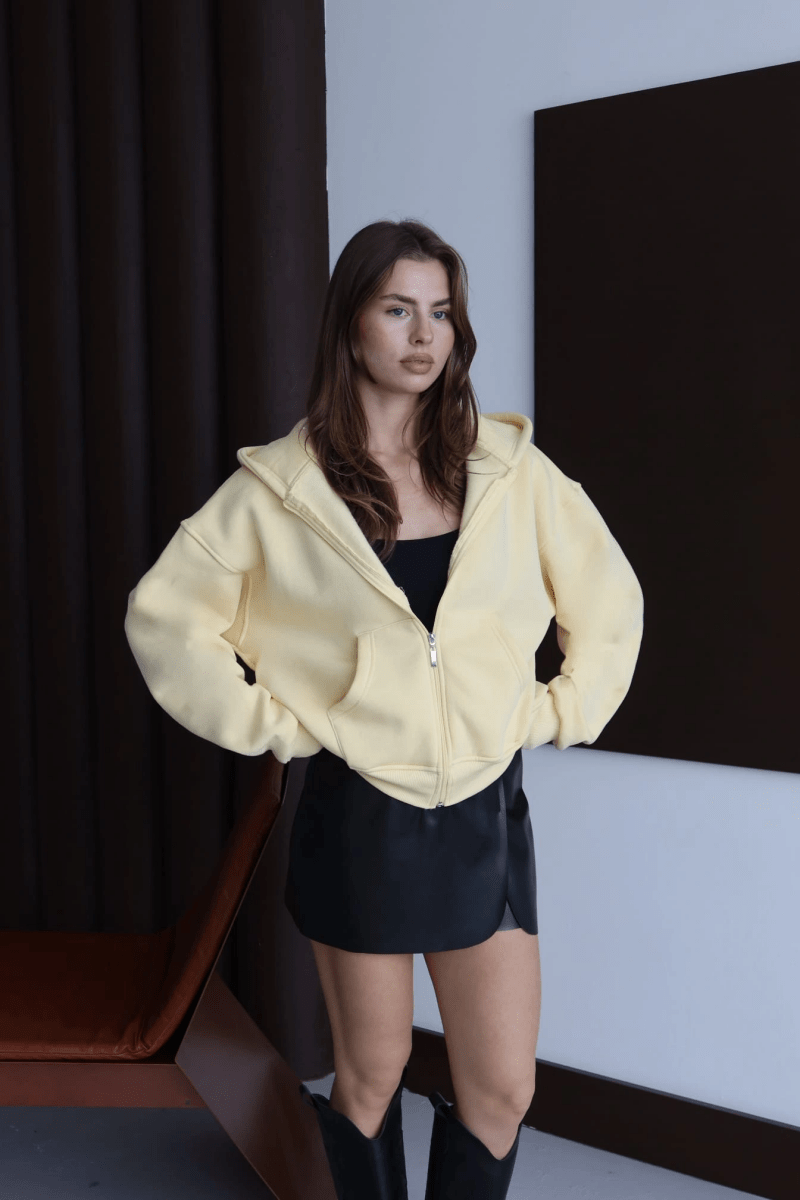 3 iplik şardonlu kapşonlu hoodie frm - ÖZER&HERMİN