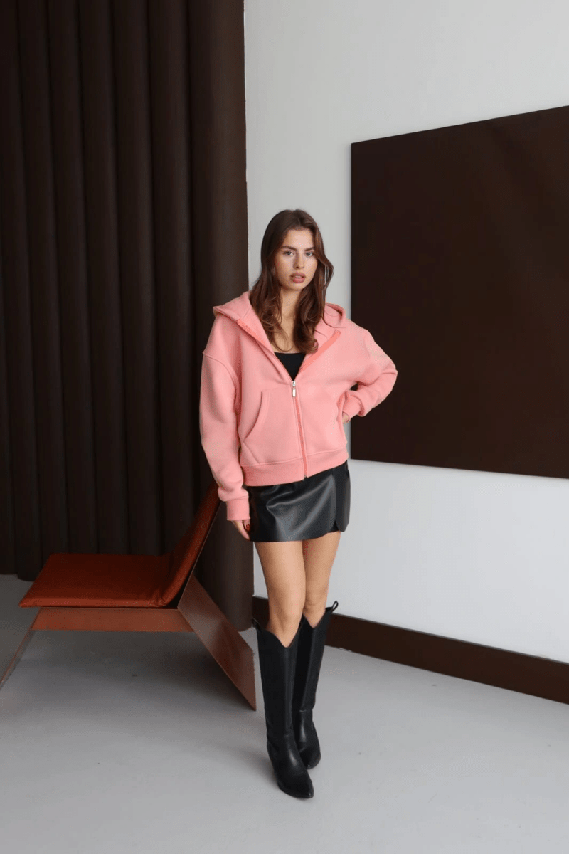 3 iplik şardonlu kapşonlu hoodie frm - ÖZER&HERMİN