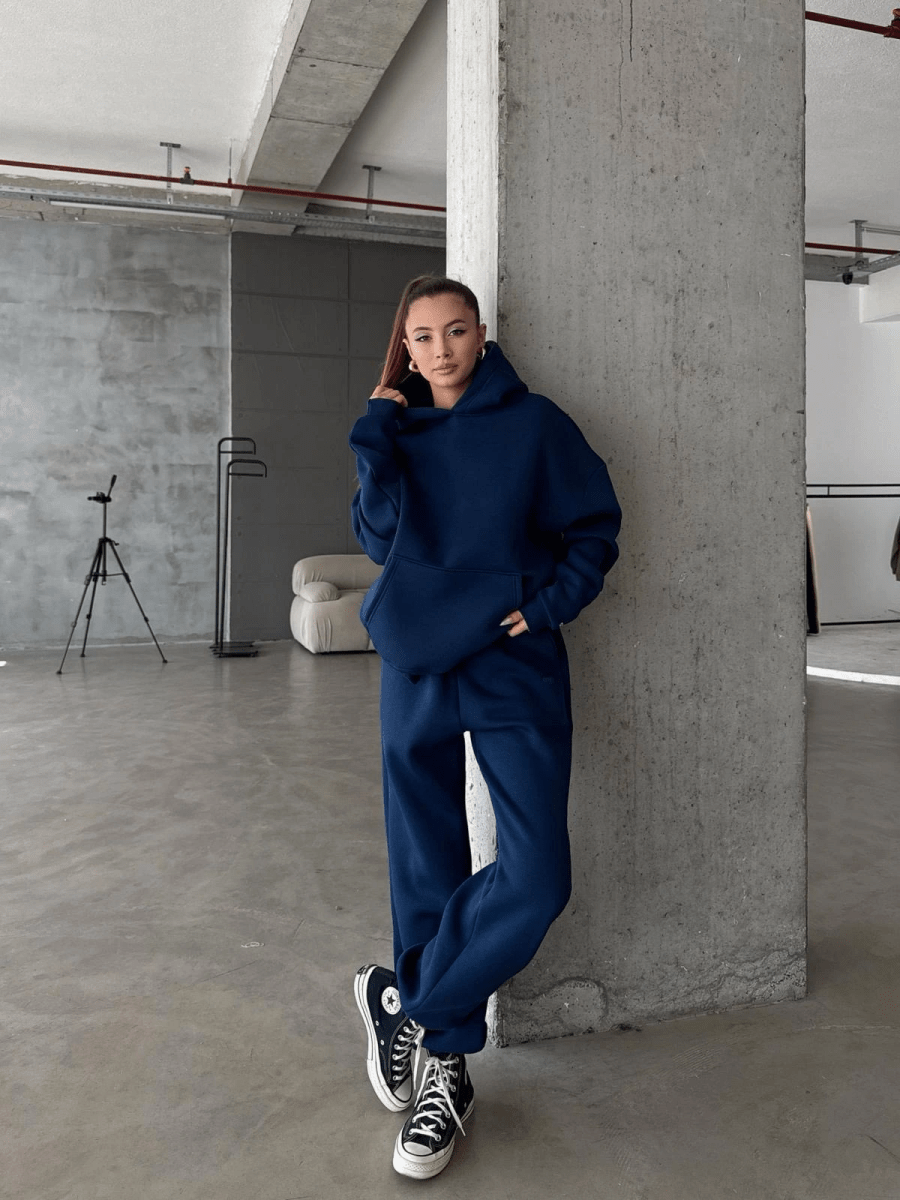 3 iplik şardonlu kapşonlu sweatshirt - ÖZER&HERMİN