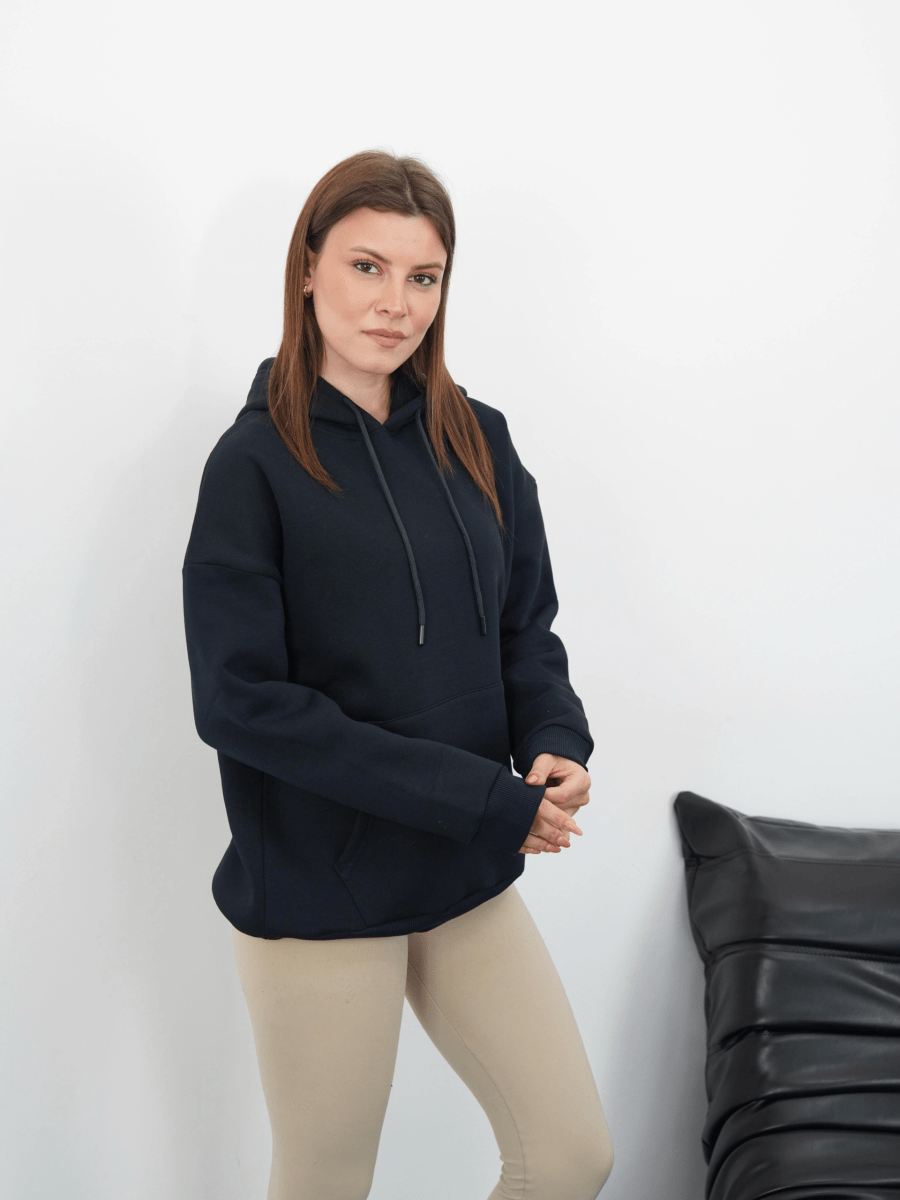 3 iplik şardonlu kapşonlu swetshirt - ÖZER&HERMİN