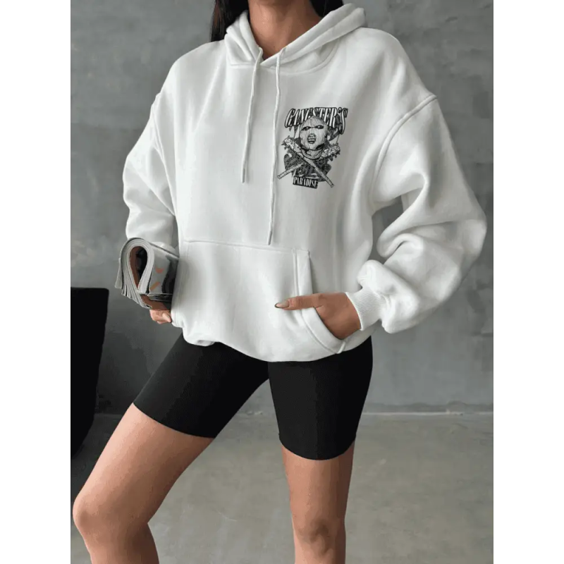 3 iplik şardonlu oversize compact kafa baskılı sweat - Özer&Hermin