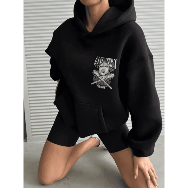 3 iplik şardonlu oversize compact kafa baskılı sweat - Özer&Hermin