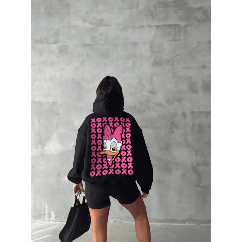 3 iplik şardonlu oversize compact ördek baskılı sweat - Özer&Hermin