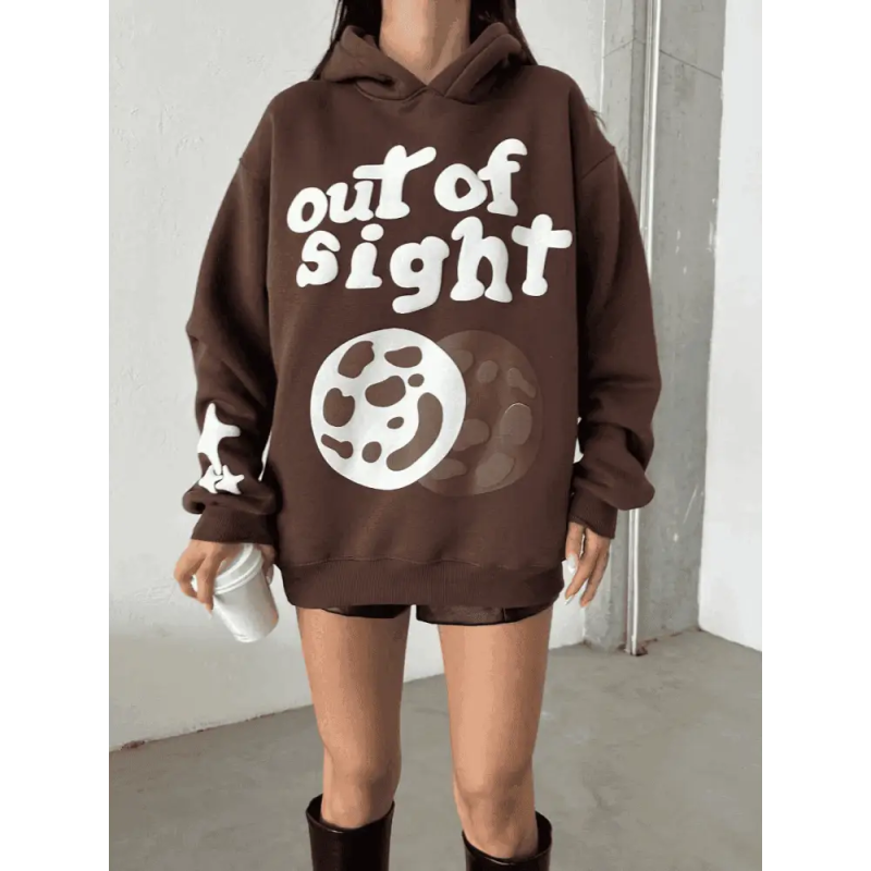 3 iplik şardonlu oversize compact out of baskılı sweat - Özer&Hermin