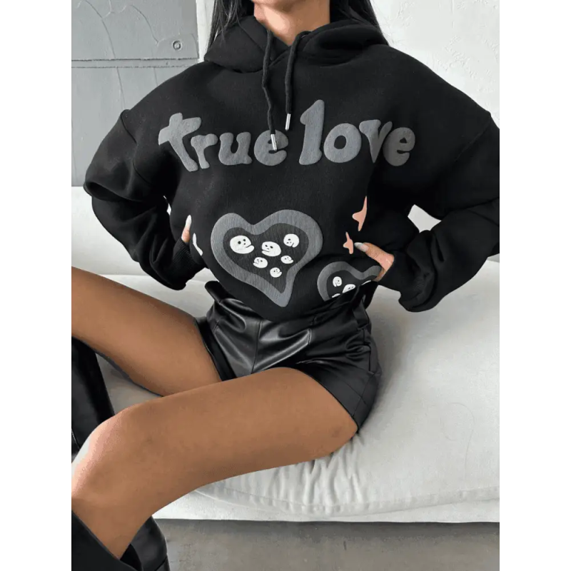 3 iplik şardonlu oversize compact true baskılı sweat - Özer&Hermin