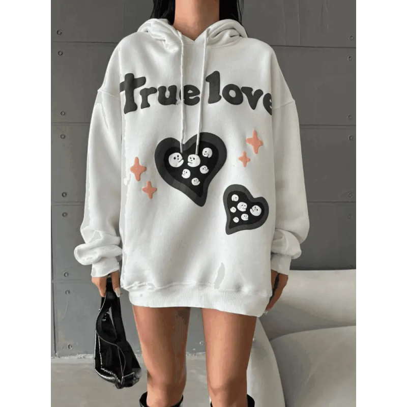 3 iplik şardonlu oversize compact true baskılı sweat - Özer&Hermin