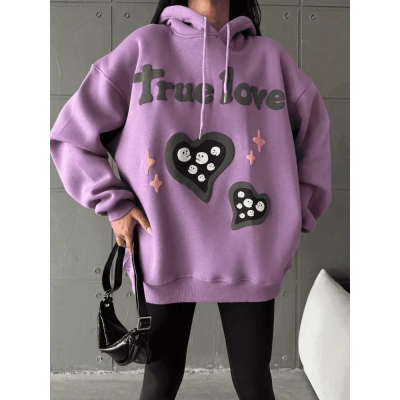 3 iplik şardonlu oversize compact true baskılı sweat - Özer&Hermin