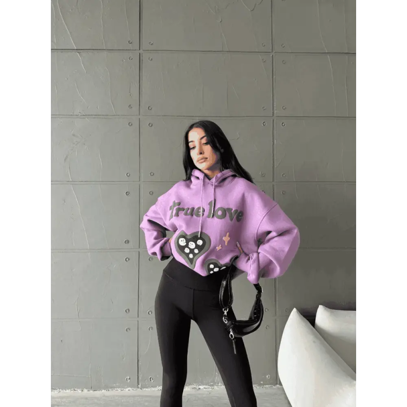 3 iplik şardonlu oversize compact true baskılı sweat - Özer&Hermin