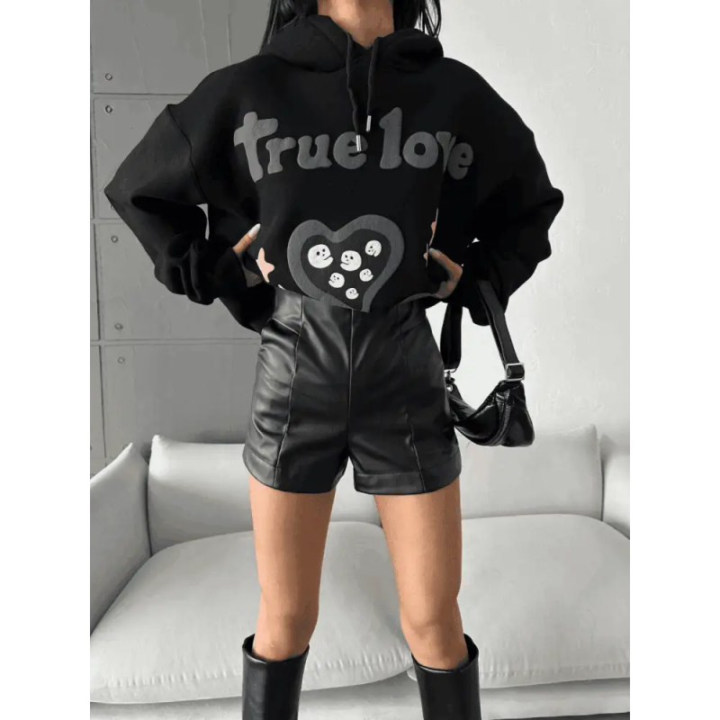 3 iplik şardonlu oversize compact true baskılı sweat - Özer&Hermin