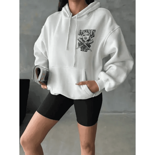 3 İplik Şardonlu Oversize Kafa Baskılı Sweatshirt - ÖZER&HERMİN