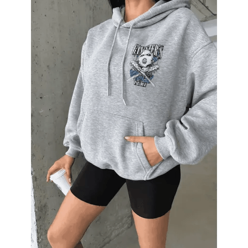 3 İplik Şardonlu Oversize Kafa Baskılı Sweatshirt - ÖZER&HERMİN