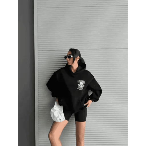 3 İplik Şardonlu Oversize Kafa Baskılı Sweatshirt - ÖZER&HERMİN