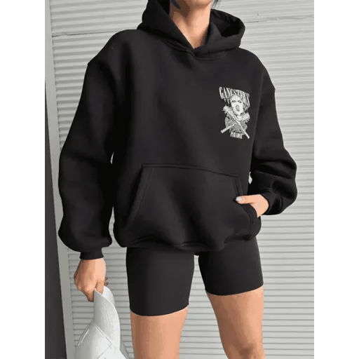 3 İplik Şardonlu Oversize Kafa Baskılı Sweatshirt - ÖZER&HERMİN