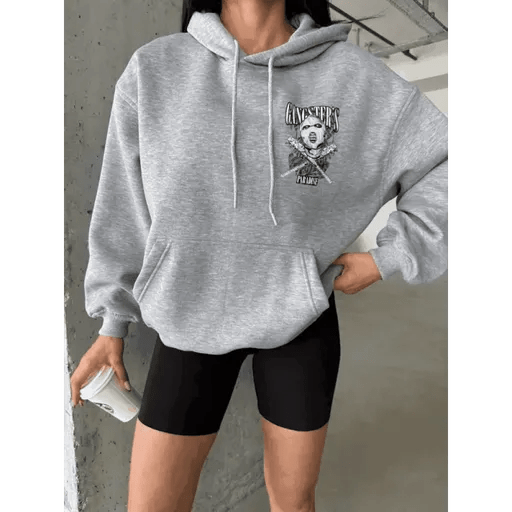 3 İplik Şardonlu Oversize Kafa Baskılı Sweatshirt - ÖZER&HERMİN