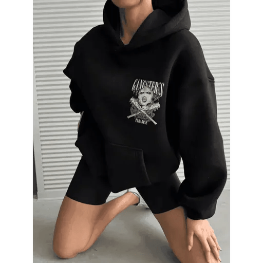 3 İplik Şardonlu Oversize Kafa Baskılı Sweatshirt - ÖZER&HERMİN