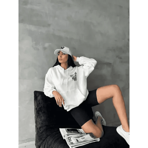 3 İplik Şardonlu Oversize Kafa Baskılı Sweatshirt - ÖZER&HERMİN