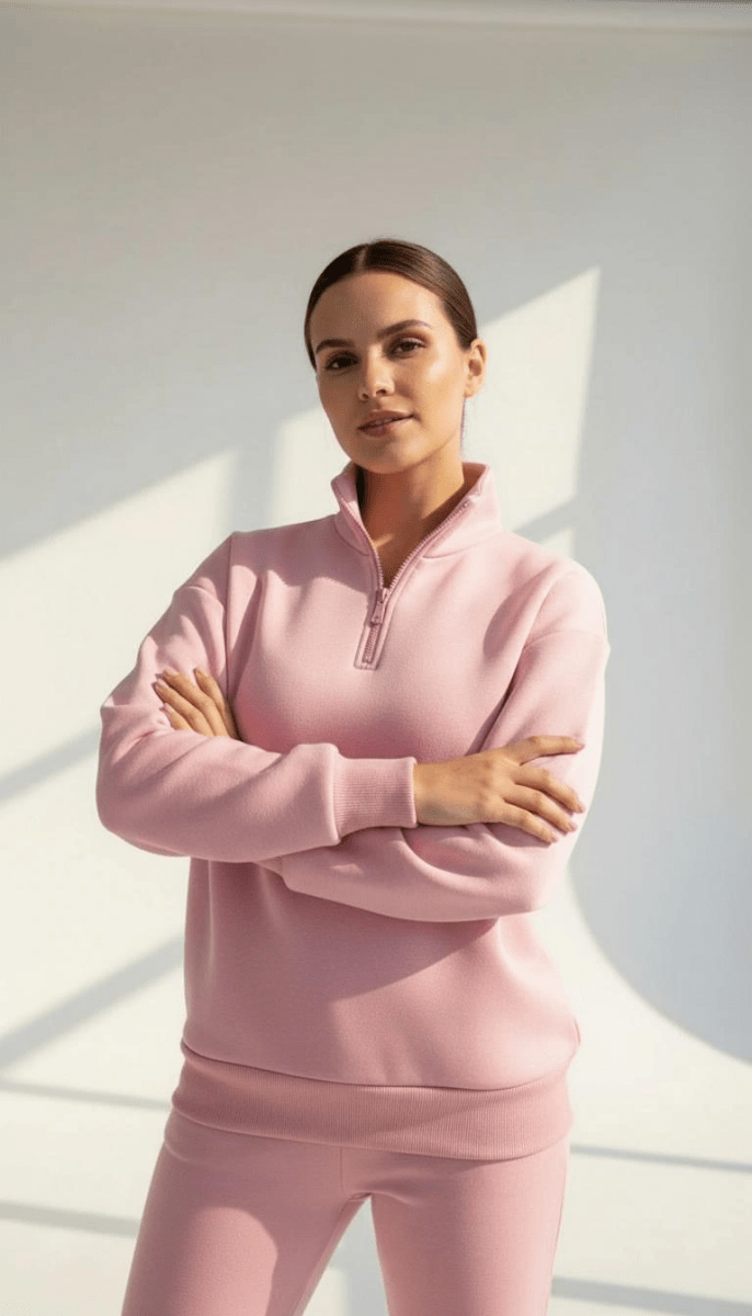 3 iplik Şardonlu yarım fermuarlı sweatshirt - ÖZER&HERMİN