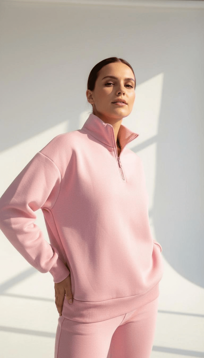 3 iplik Şardonlu yarım fermuarlı sweatshirt - ÖZER&HERMİN