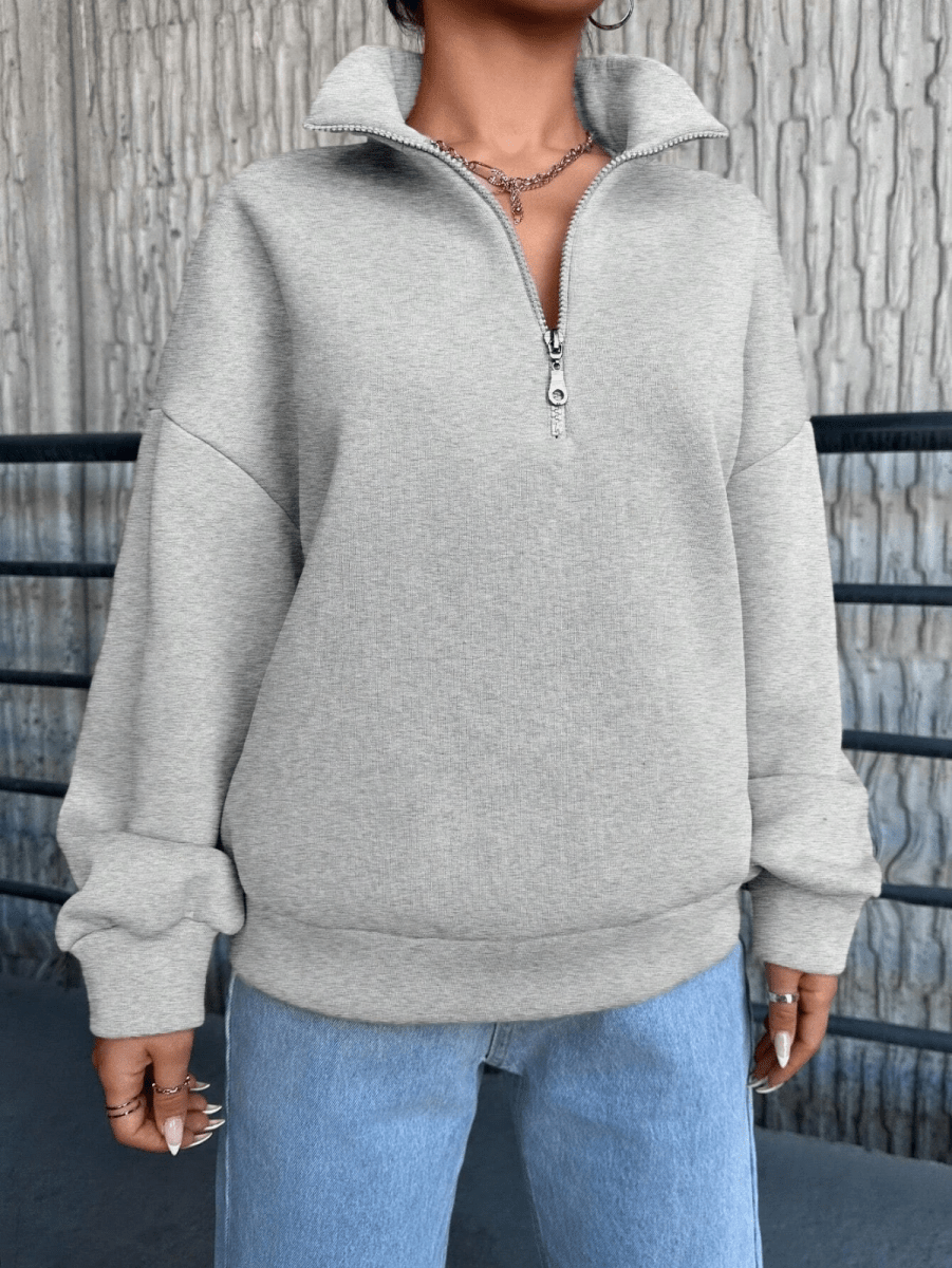 3 iplik Şardonlu yarım fermuarlı sweatshirt - ÖZER&HERMİN