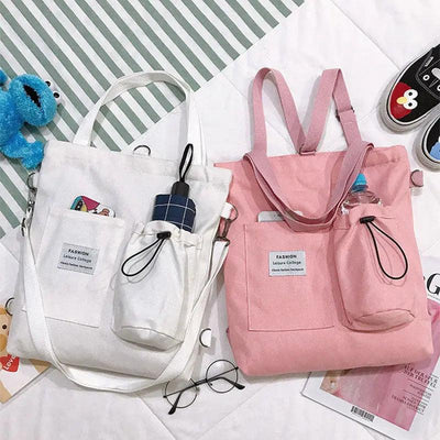 Harajuku Kanvas Çantalar Öğrenci El Çantası Cepli Preppy Buckpack Omuz Çantası Kadınlar İçin - Özer&Hermin