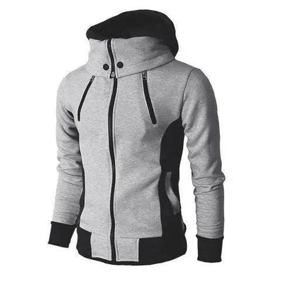 Erkek Fermuarlı Kapüşonlu Ceket Sahte İki Parça Spor Hırka Rahat Slim Sweatshirt Ceket - Özer&Hermin