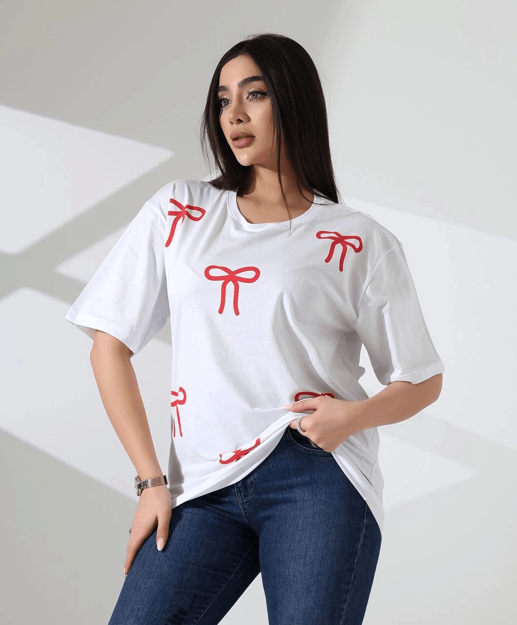 Kurdele baskılı tişört - Özer&Hermin