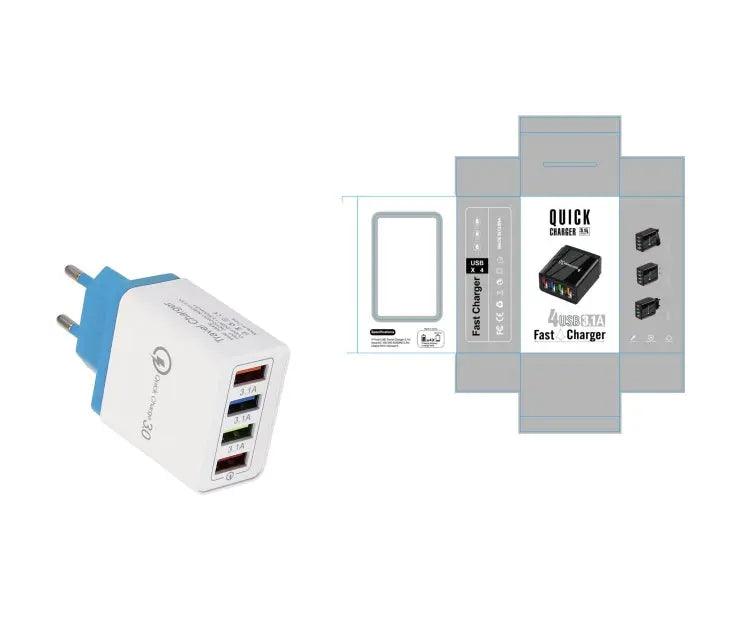 USB şarj aleti hızlı şarj 3.0 4 telefon adaptörü Tablet için taşınabilir duvar mobil şarj cihazı hızlı şarj cihazı - Özer&Hermin