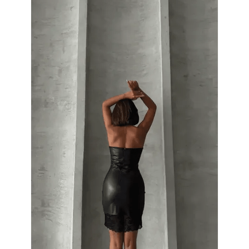 Alti Dantelli Straplez Deri Elbise - Şıklığınızı Tamamlayın - ÖZER&HERMİN