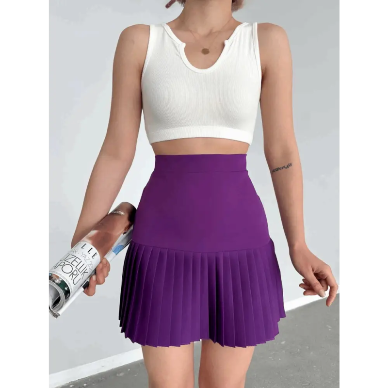 Altı pliseli mini etek - Özer&Hermin