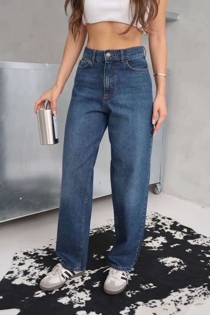 Arkadan tokalı jeans pantolon - Özer&Hermin