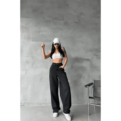 Arkadan tokalı jeans pantolon - Özer&Hermin