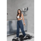 Arkadan tokalı jeans pantolon - Özer&Hermin