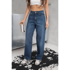 Arkadan tokalı jeans pantolon - Özer&Hermin